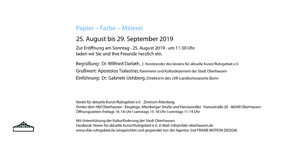 Papier Farbe Malerei, Ausstellung im Verein für aktuelle Kunst/Ruhrgebiet e.V., Oberhausen Papier Farbe Malerei, Ausstellung im Verein für aktuelle Kunst/Ruhrgebiet e.V., Oberhausen